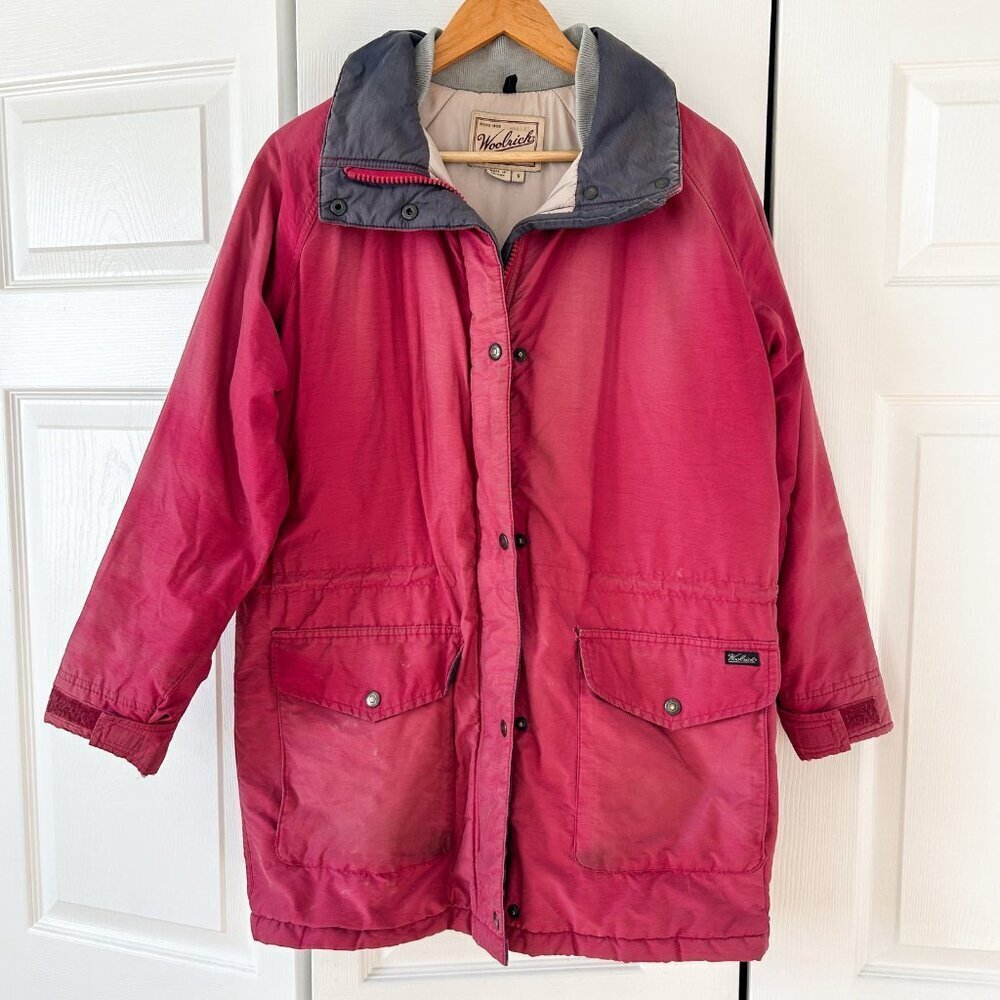 Vintage Woolrich Jacket Red Gray Women’s Small Chore Barn Outdoor Utility Coat